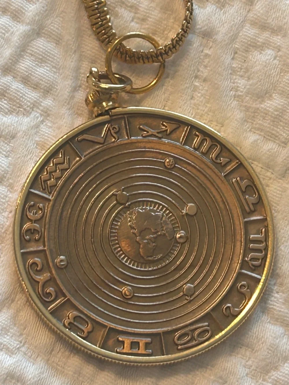 Monet Gold Tone Astrological Sign Aquarius Pendant Necklace